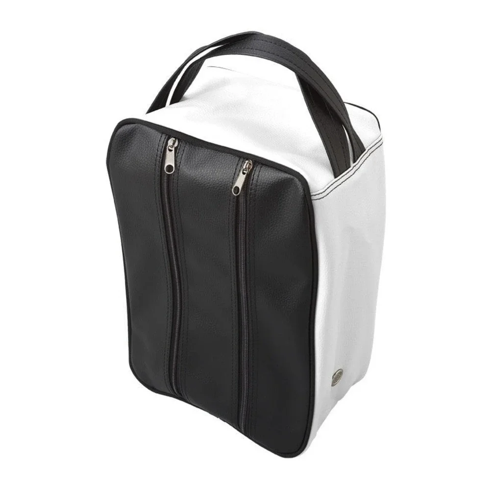 Jones Shoe Bag Unisex OS Black White Classic Golf Travel Zippered Faux Leather